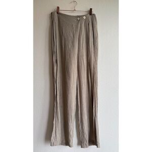 Nap Loungewear Asymmetrical Button Front High Waist Crinkle Pants in Grey size M
